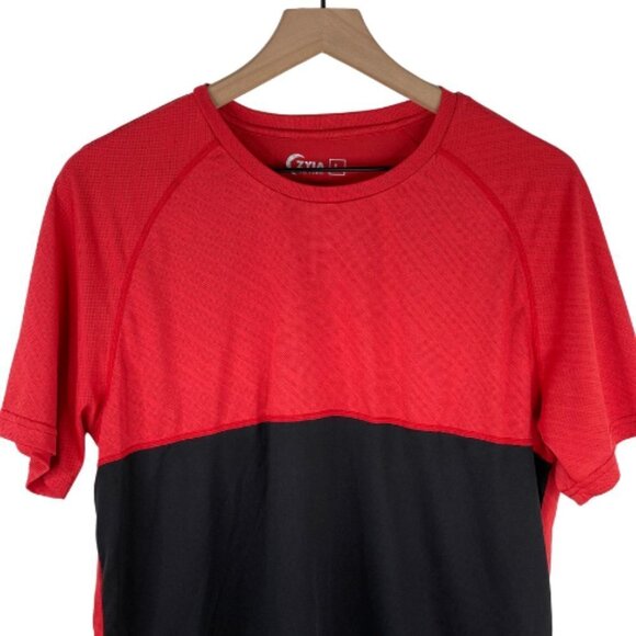 Zyia Active T Shirt Mens Large Red Performance Short Sleeve Adventure Split T - Picture 3 of 12